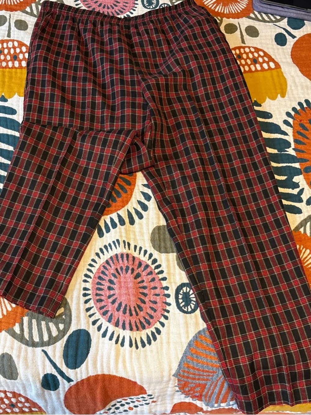 Alfred Dunner Red and Black Plaid Jogger Pants